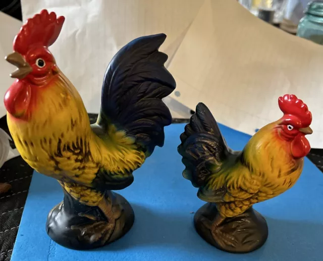 Vintage Rooster Pair Japan Beautifuly Painted !