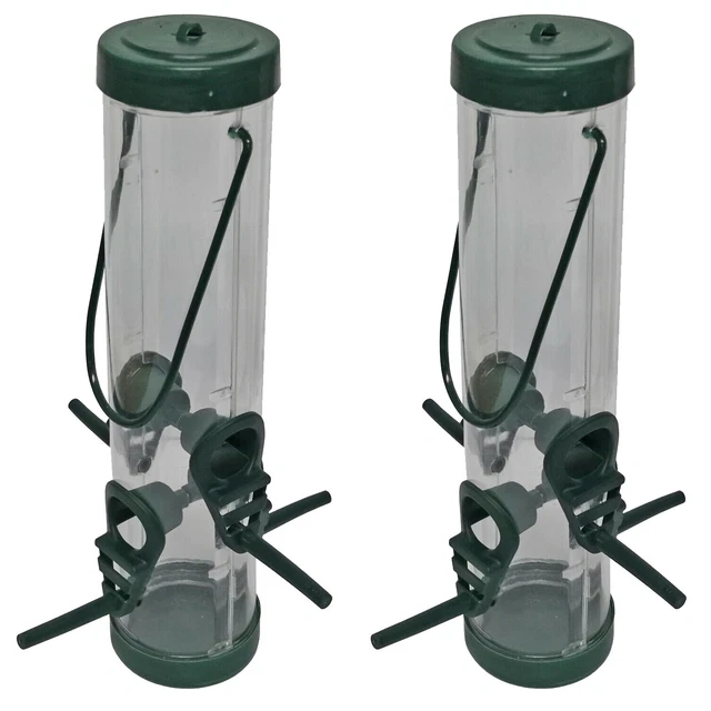 2x Vogelfutterstation Vogelfutter Spender Säule Vogel Futter Silo Futtersäule