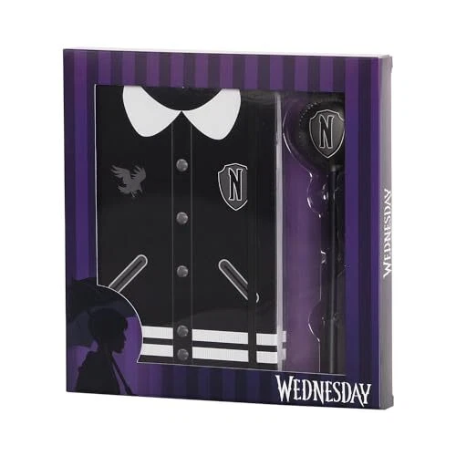 Wednesday Varsity-Gift Box with Diary and Fashion Ballpoint Pen, Black
