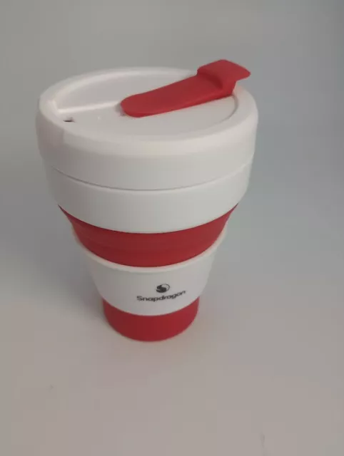 Stojo Collapsible Pocket Cup SnapDragon Personalised Red 355ml Silicone