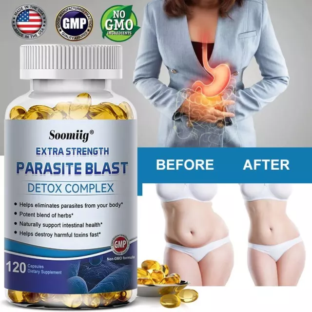 Parasite Blast Detox Complex 1475mg Eliminate Parasites Gut Health 120 Capsules