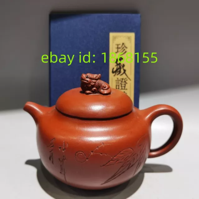 17cm Yixing Zisha red clay Handmade brave troop statue Kung Fu tea health teapot