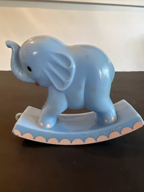 Vintage Knickerbocker Plastic Co. Elephant Blue Baby Rattle  Rattles Well
