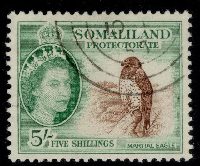 SOMALILAND PROTECTORATE QV SG147, 5s red-brown & emerald, FINE USED. Cat £11.