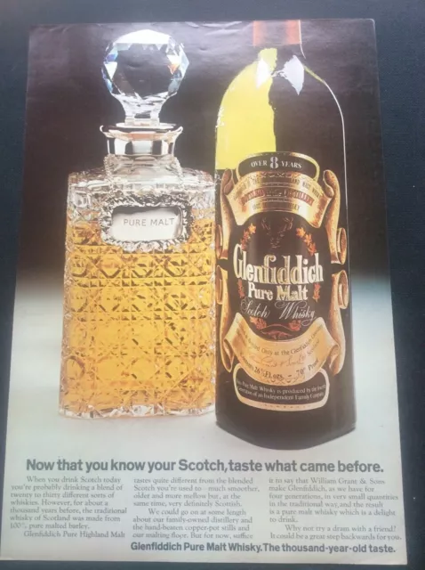 Vintage Original Magazine Advert Advertising Glenfiddich Pure Malt Scotch Whisky