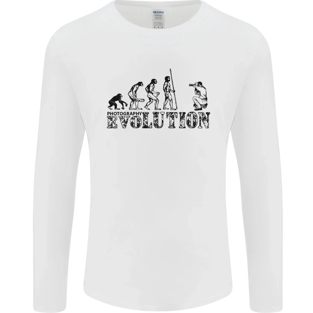 T-shirt a maniche lunghe Evolution Photographer divertente fotoraphy da uomo