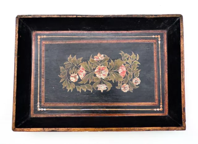 Vintage Hand-painted INDIAN WOODEN TRAY