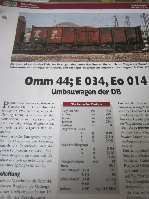 Eisenbahnwagen Archiv mit Risszeichnung 5.1 Omm44 Umbauwagen DB 4S