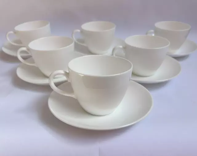 6 x WEDGWOOD White Bone China Coffee Tea Cups And Saucers Set Made In England