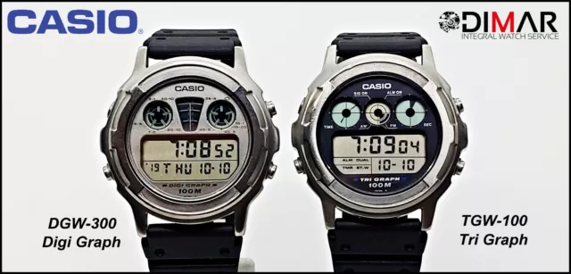 Lote De Dos Vintage Casio Tgw-100 - Dgw-300, Japan.