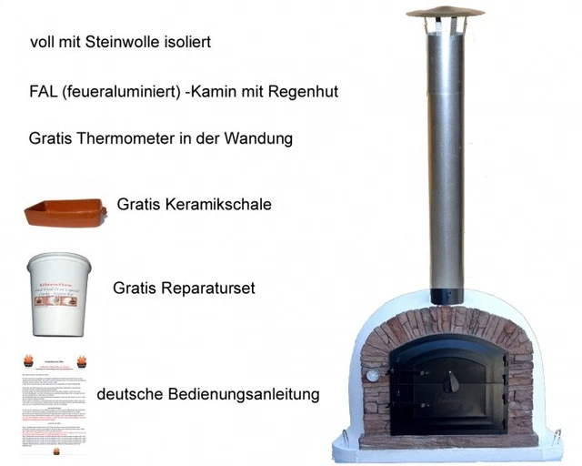 Holzbefeuerter Pizzaofen, Ventura 100 inkl. Kaminrohr u. Regenhut *Venturared100