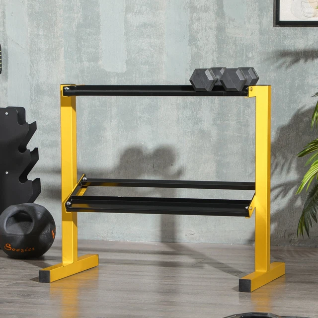 SPORTNOW STABLE DUMBBELL Rack Stand, 2-Tier Weight Storage Organizer ...