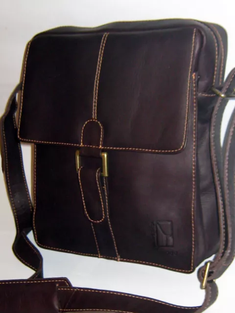 New Handmade Dark Brown Genuine Leather Bag Sling Messenger Satchel By Katz