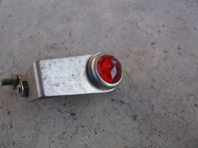 Vintage Indicator Light Lens Glass Red Jewel With Mount