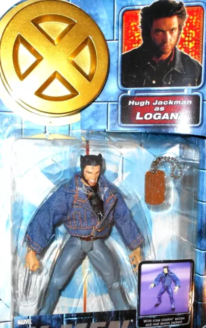 ****GOLD CHASE *** X-men movie 2000 WOLVERINE logan Denim Jacket marvel legends