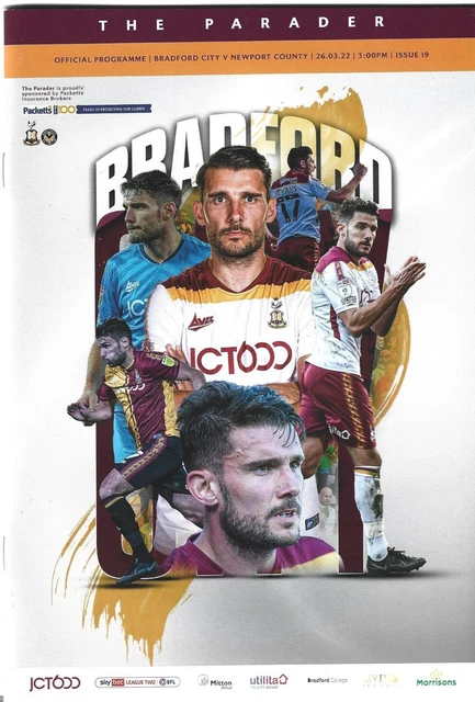 BRADFORD CITY V NEWPORT COUNTY 26/3/2022 League 2 ROGRAMME