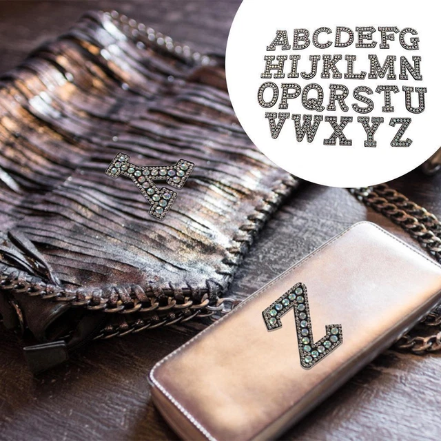 26pcs Alphabet Patches Sew On Rhinestone Letter Applique for Black