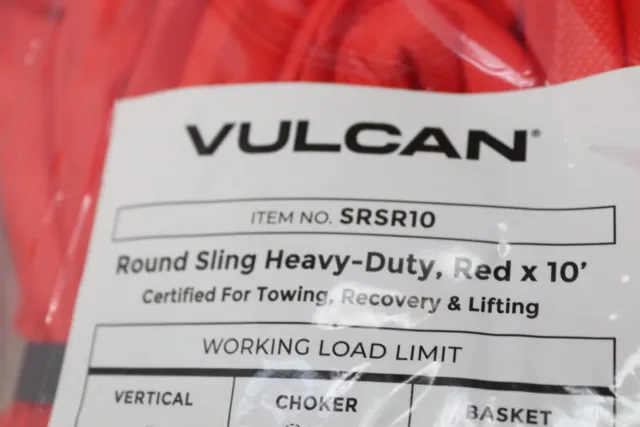 Vulcan Tools Heavy Duty Round Sling Red 10' SRSR10