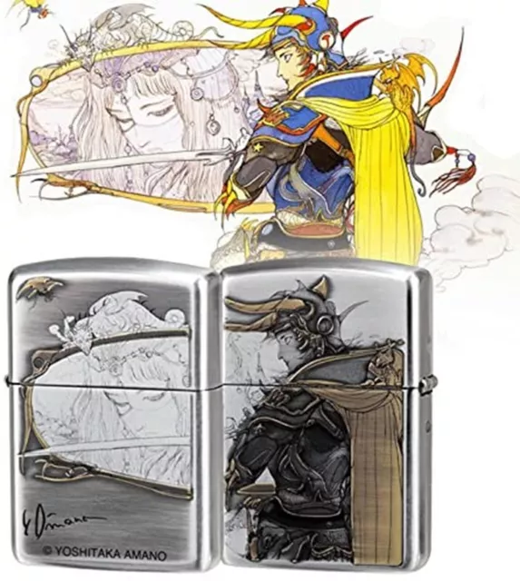 Zippo Oil Lighter Final Fantasy Amano Yoshitaka Illustration Design Silver Japan