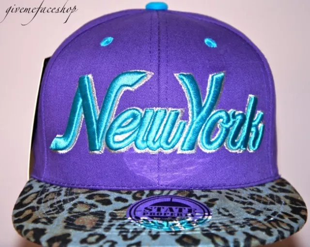 New York LEOPARD snapback Capuchons, Ny Plat Pic Baseball Ajusté Chapeaux Violet