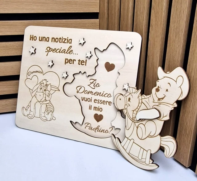 Targa Ricordo Battesimo Personalizzata Crociedelizie - Legno 15x20 Cm Con Nome E Data - Foto 2