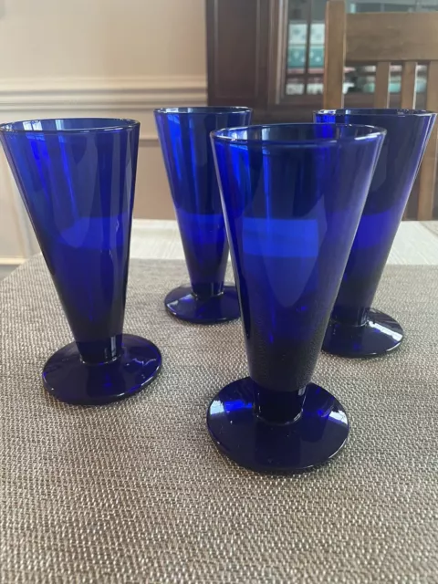 Colonial Williamsburg Small Shrub Cocktail Glasses 4 oz Cobalt Blue Set of Four