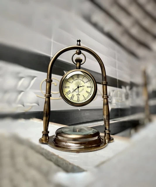 Antique Desk Clock I Maritime Direction Compass with Antique Hanging