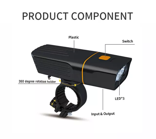 5000lm T6 LED Bicycle Front Light 3 Modes Rechargeable MTB Bike Front Lamp 3