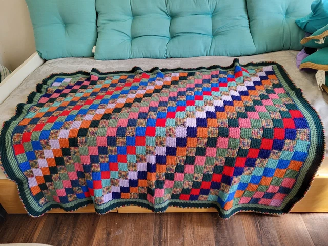 Manta de ganchillo a mano con diseño de edredón tejida a mano 55xx41 para cualquier habitación