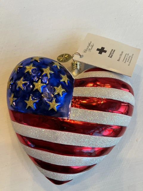 Christopher Radio Christmas ornament Brave Heart American Flag 9/11 Glittered