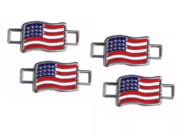 4  Red Wing Shoes American Flag Boot Lace Shoe Keeper Charms 2 Pair