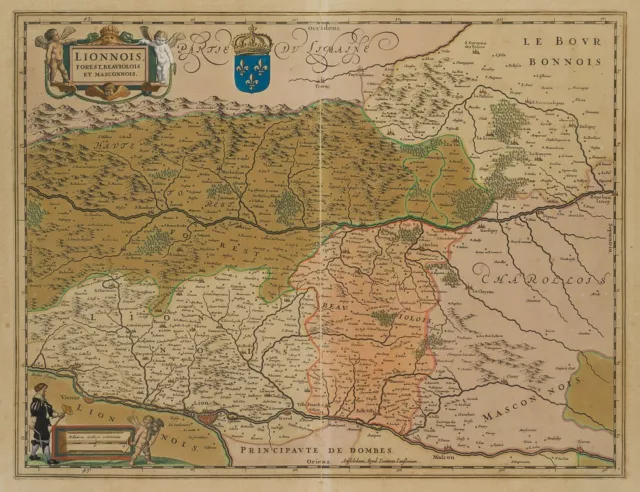 N. TASSIN (18.Jhd), Karte der Rhône-Alpen und Burgund,  1633, KSt. Klassizismus