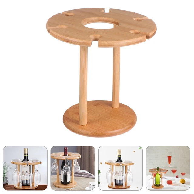 Soporte de vidrio de madera de madera organizador para el almacenamiento de vino caqui