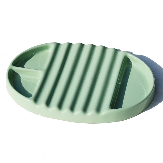 Porte-savon En Céramique Argenté Style Milieu Du Siècle - Dimensions 6,5 X 6,5 X 5 Pouces - Fabriqué En Uruguay