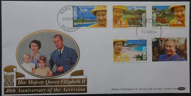 1992 Queen Elizabeth II Accession anniversary Benham SpG 15 FDC Bermuda
