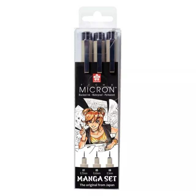 Sakura - Pigma Micron - Manga Set of 3 Black Pens