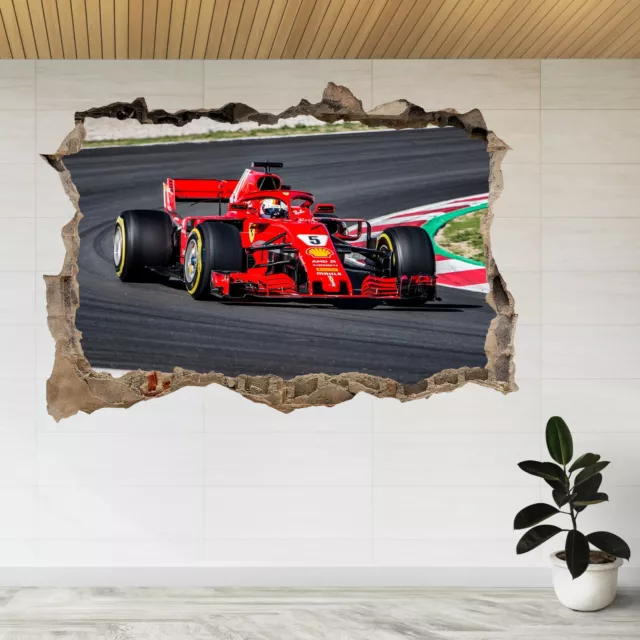 Sebastian Vettel Scuderia Ferrari 3d Smashed View Wall Sticker Poster Decal A132
