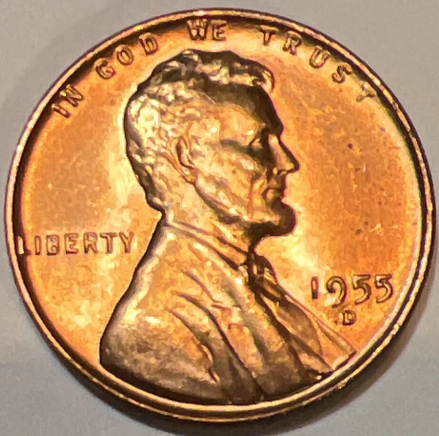 BU 1955-D LINCOLN WHEAT PENNY Denver Mint Uncirculated Cent USA ACTUAL PHOTOS A1