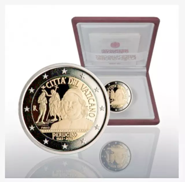 VATICANO 2023  2  EURO proof  " 500° anniversario morte del Perugino"