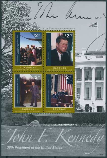 Canouan Stamps 2010 MNH John F Kennedy JFK 35th US Presidents People 4v M/S II