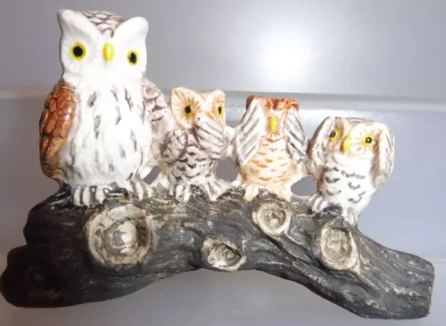 KLIMA K483 Miniature statuette en porcelaine - CHOUETTE UN ARBRE N°3 OWL SAGESSE