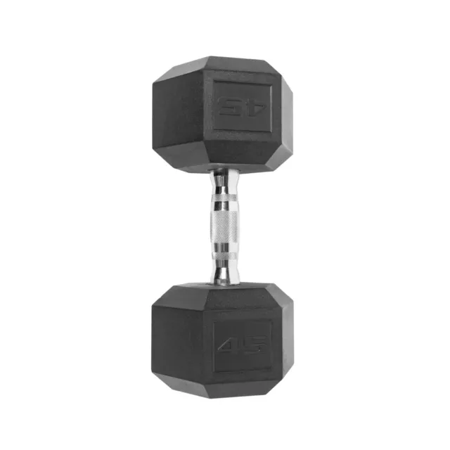 Solid Cast Iron Barbell 45lb 50lb 55lb 60lb Coated Hex Dumbbell Fitness, Single