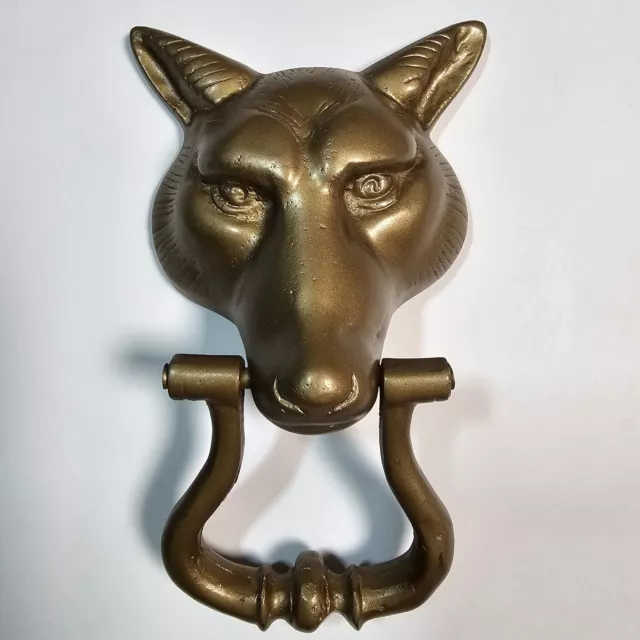 Solid Brass Wolf / Fox Head Heavy Door Knocker