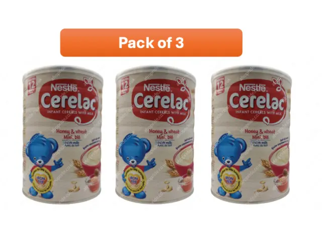 3 x Nestle Cerelac - Infant Honey & Wheat Cereals with Milk From 12 Months 1 kg