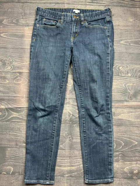 J Crew Stretch Straight Leg Denim Blue Jeans Women's Size 27 (Waist 28")