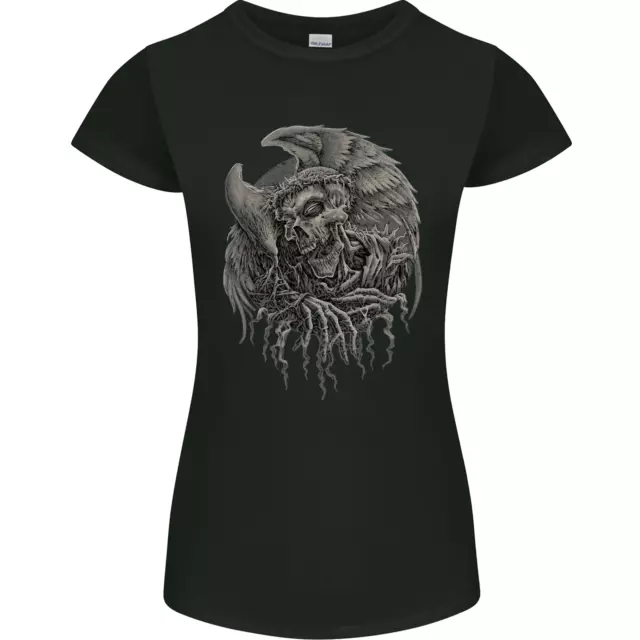 Angel Skull of Death Biker Motorbike Gothic Womens Petite Cut T-Shirt