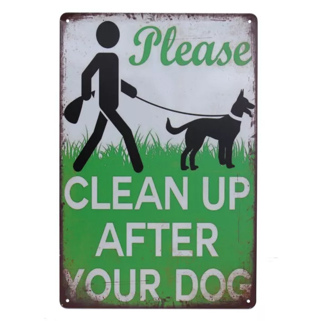 3x Warning Tin Sign 200*300 Metal Clean Up after your Dog Safety Healthy