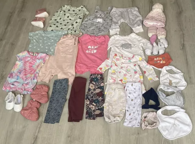 Baby Girls 0-3 Months Clothes Bundle Shoes Hat Leggings Tops Dresses Lucy & Sam