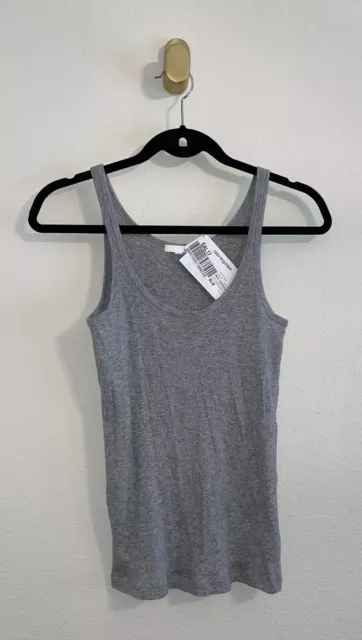 Skin Womens Soft Pima Cotton Ribbed Tank Top Sleeveless Size 2 M Medium Gray New