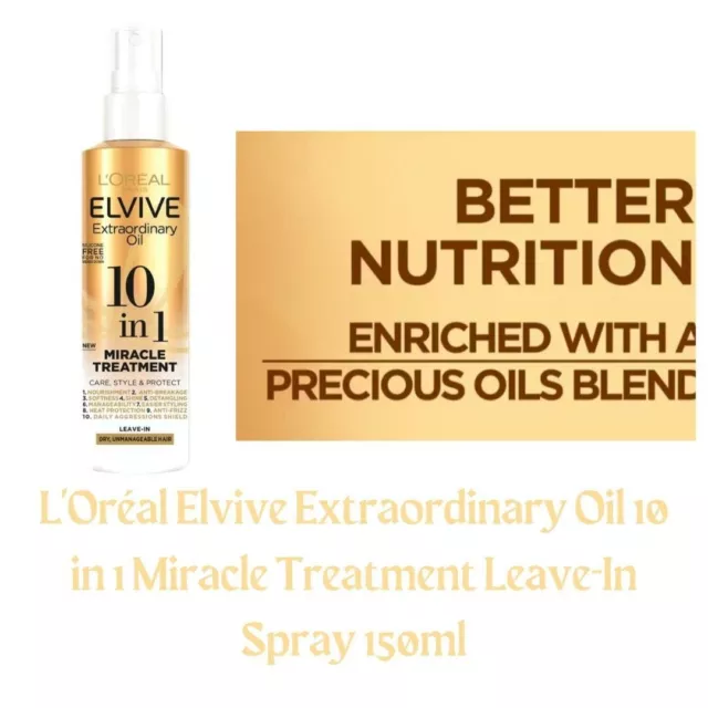 L'Oreal Elvive Extraordinary Oil 10 in 1 Miracle Leave-In Spray 150ml. BRAND NEW